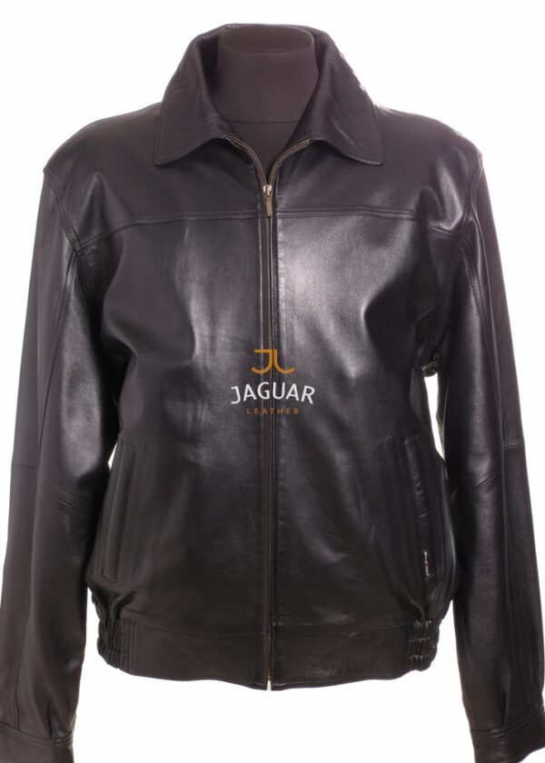 Мужская кожаная куртка короткая YB570 black zig