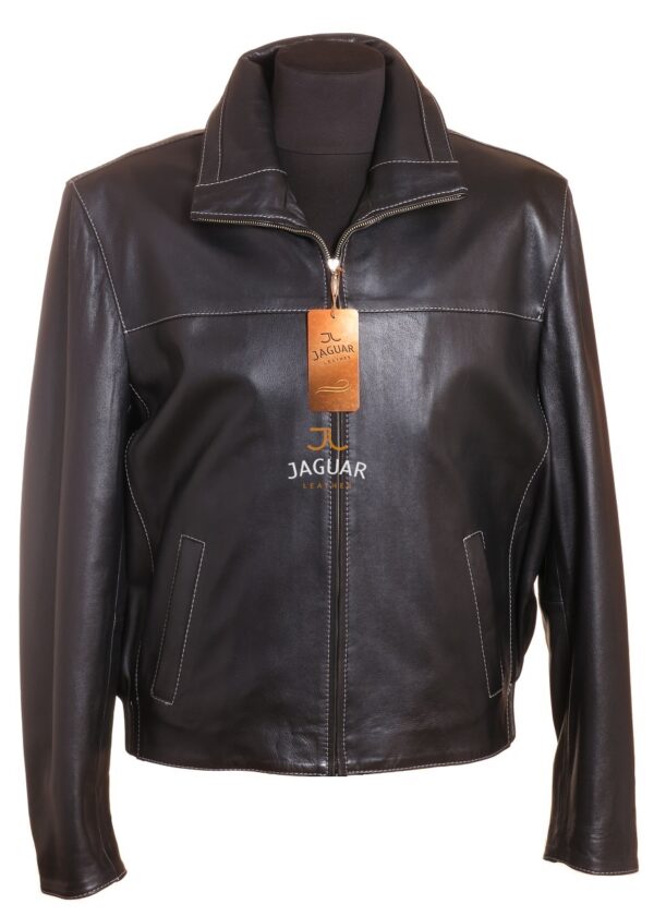Мужская кожаная куртка короткая RO2090 black zig