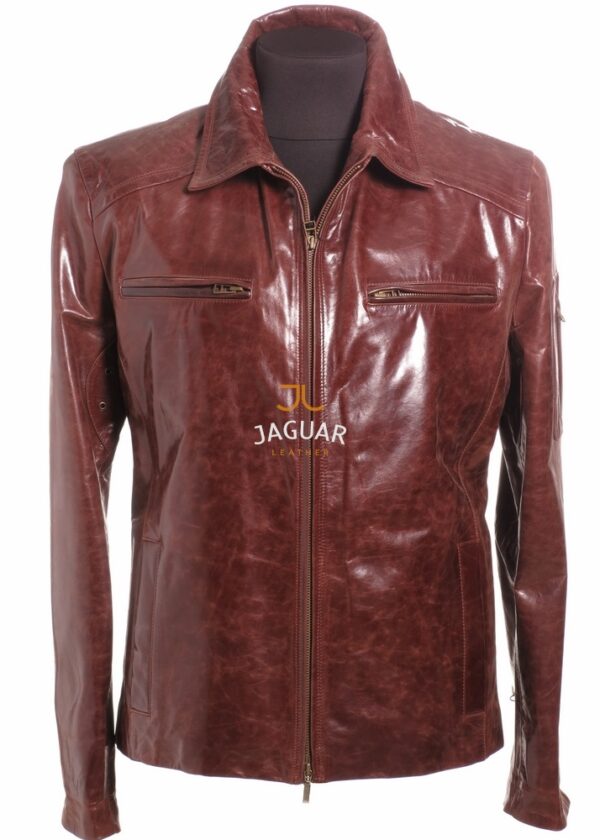 Мужская кожаная куртка короткая ZA3446 brown dalar
