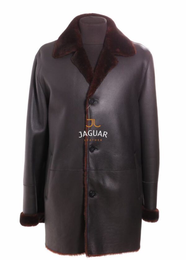 Мужская дублёнка длинная UM101.03t black tiping merino
