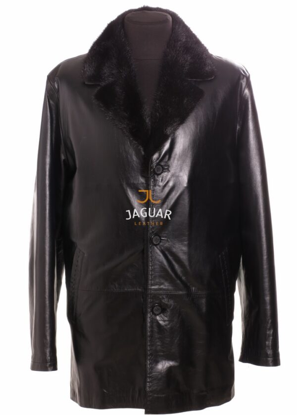 Мужская дублёнка длинная OR09m black sponti, mink