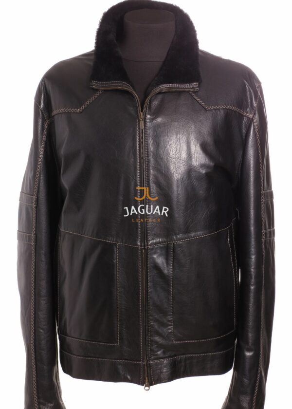Мужская дублёнка короткая ZA7930 black latigo