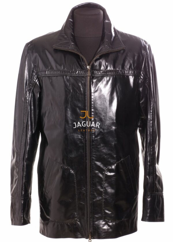 Мужская кожаная куртка длинная ZA3436 black sponti