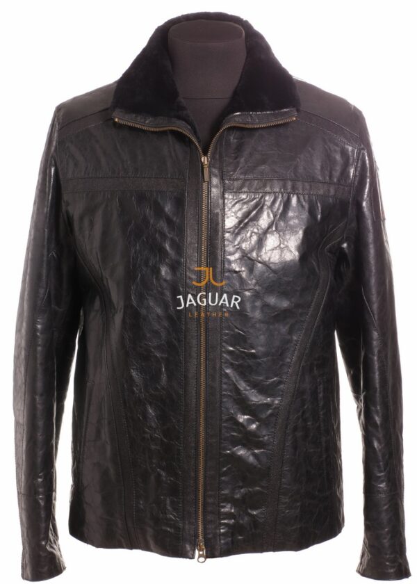 Мужская дублёнка короткая ZA9221 black neolit