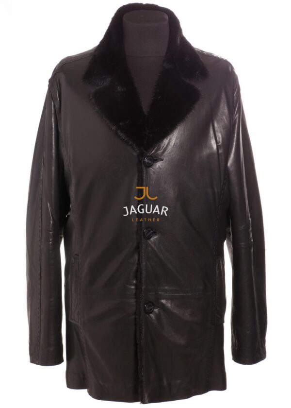 Мужская дублёнка длинная ZA9219 black rome, mink