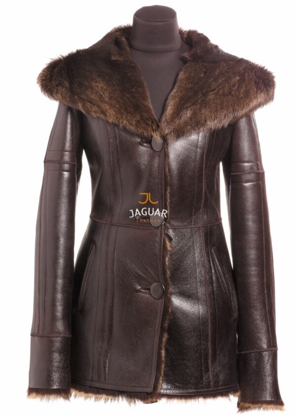 Женская дублёнка короткая LAB7109 brown toskana