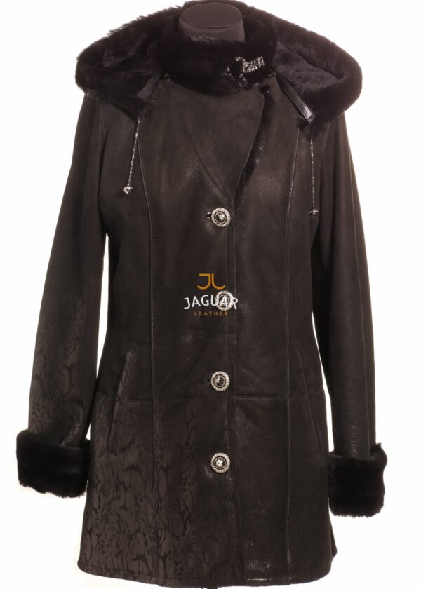 Женская дублёнка короткая SIT174 black kontrast