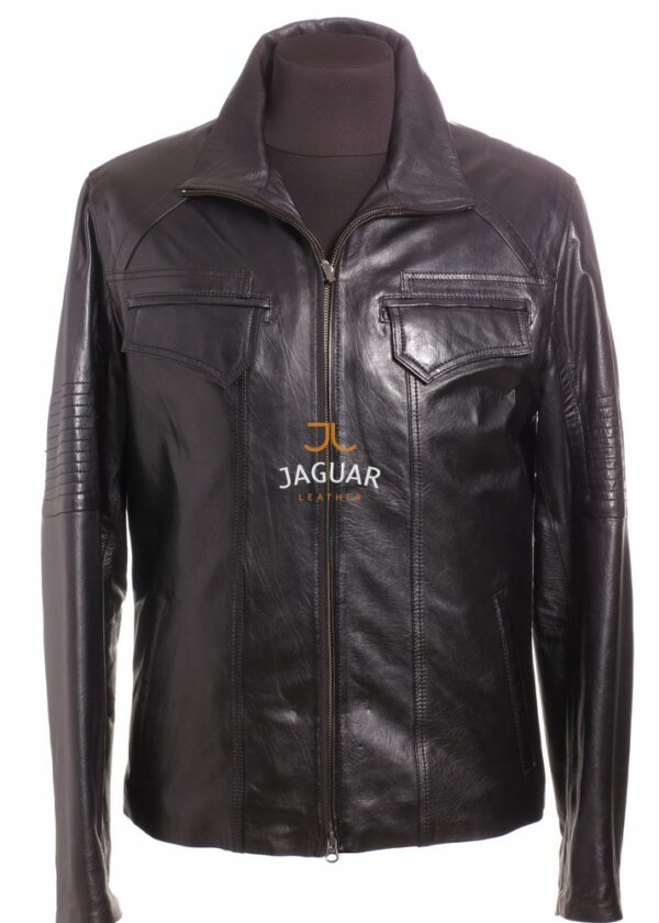 Мужская кожаная куртка короткая ZA5318l black latigo