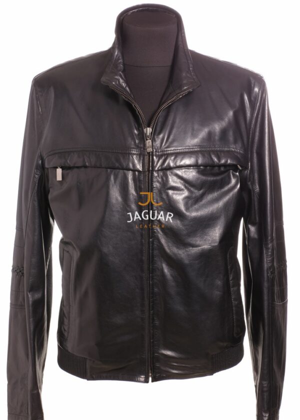 Мужская кожаная куртка короткая KC17111 black vegetal