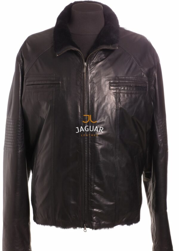 Мужская дублёнка короткая ZA9318a black arge