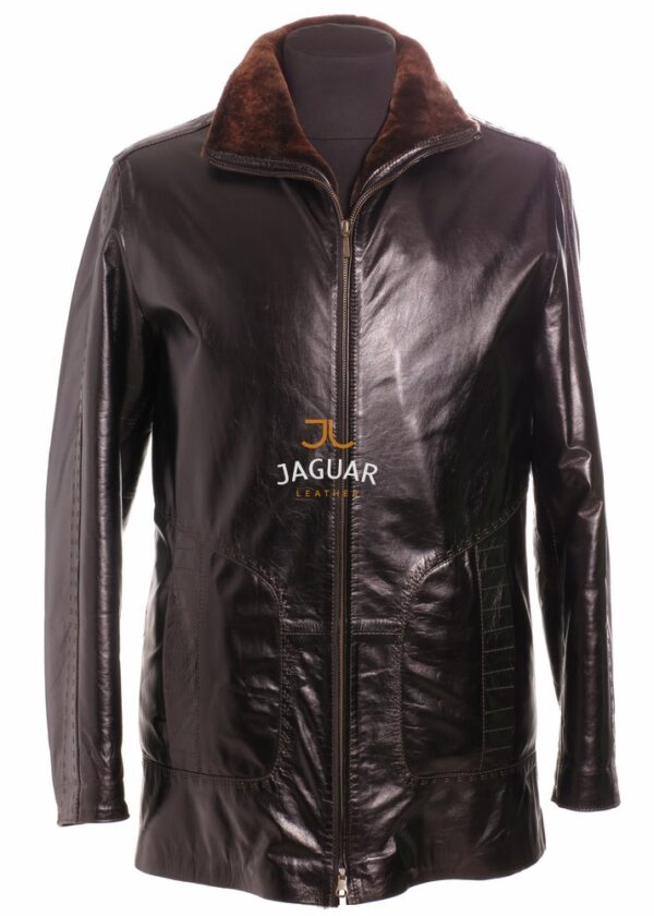 Мужская дублёнка длинная ZA7751 brown sponti
