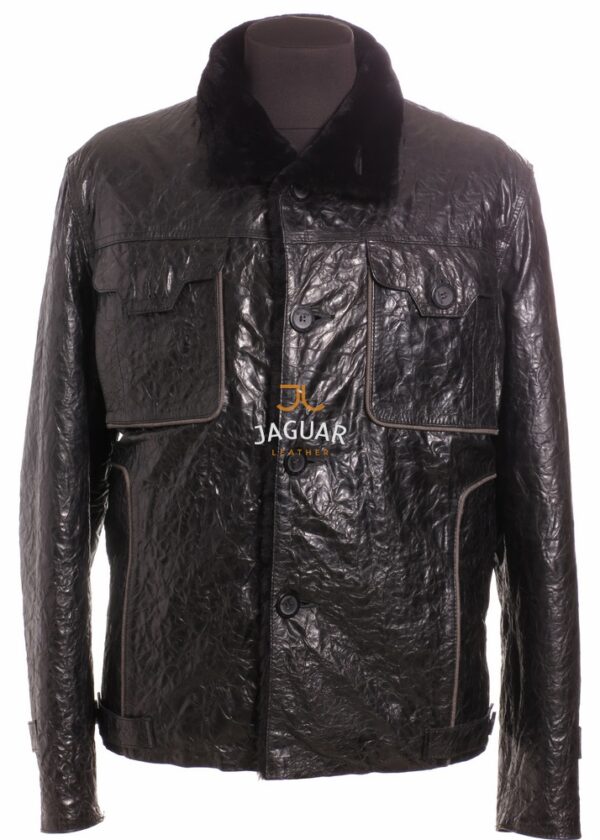 Мужская дублёнка короткая ZA7860 black alpino