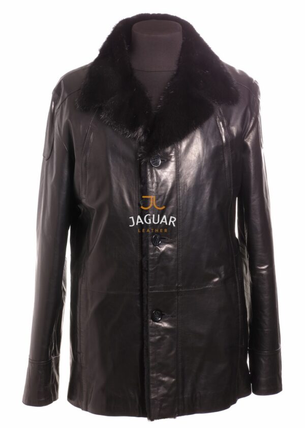 Мужская дублёнка длинная ZA9270 black arge