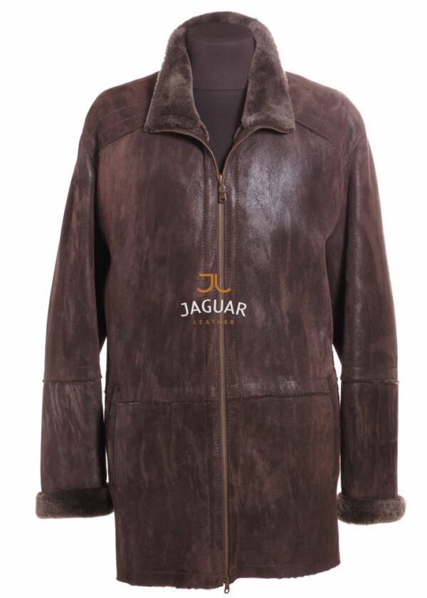 Мужская дублёнка длинная IHLondon brown batik