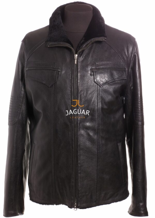 Мужская дублёнка короткая ZA9318L black latigo