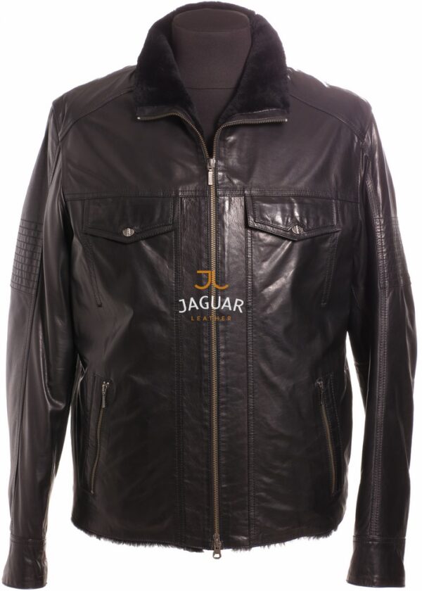 Мужская дублёнка короткая ZA9337 black arge