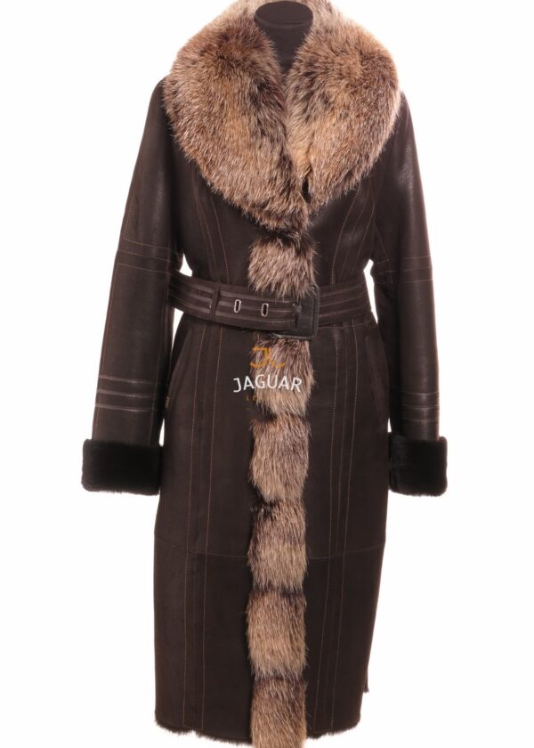 Женская дублёнка длинная MIS2224 brown point