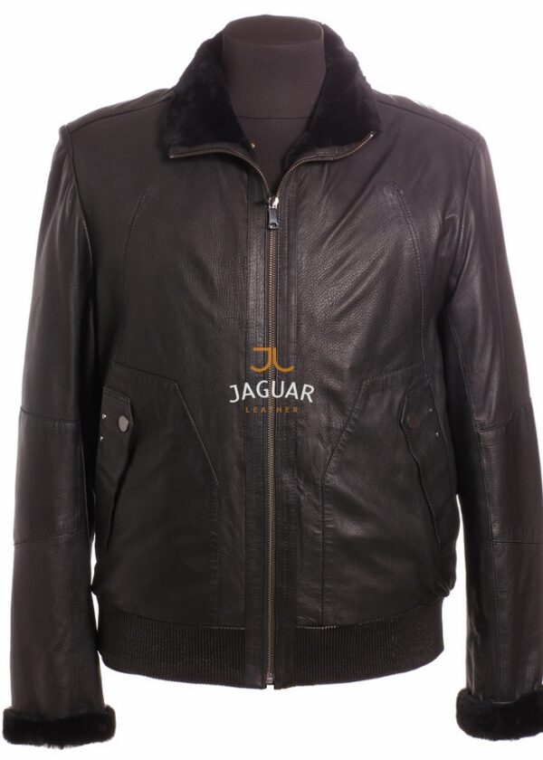Мужская дублёнка короткая AM5572 black floter