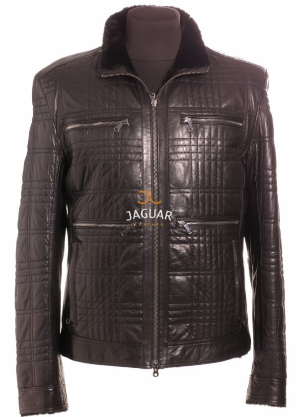 Мужская дублёнка короткая AM5640m black luxe