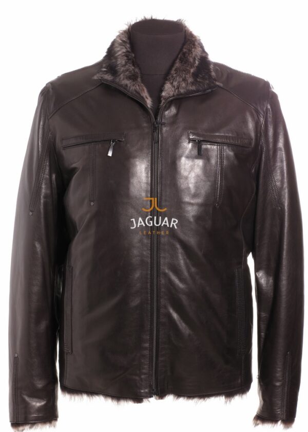 Мужская дублёнка короткая AM6670 black toskana