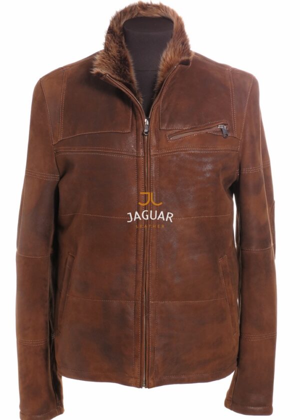 Мужская дублёнка короткая AM8077 whisky toskana