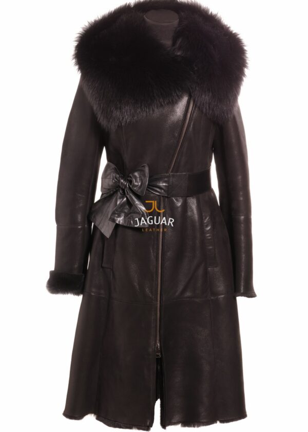 Женская дублёнка длинная UP1075 black ice