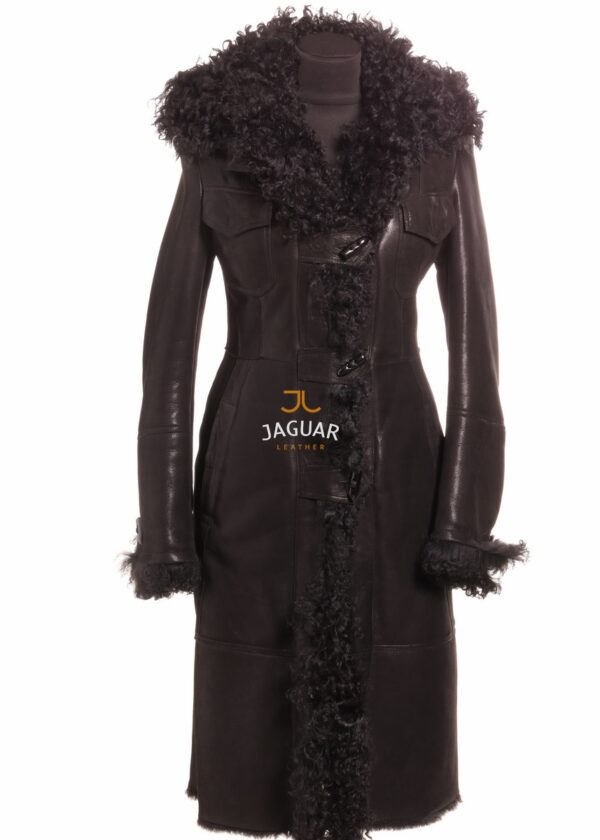 Женская дублёнка длинная UP1172 black tigrado
