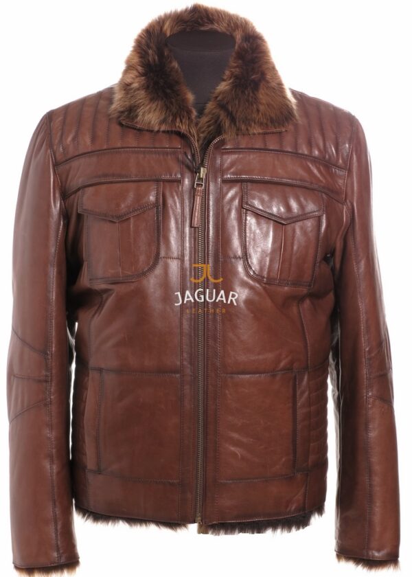 Мужская дублёнка короткая AM6635w whisky castiliano toskana