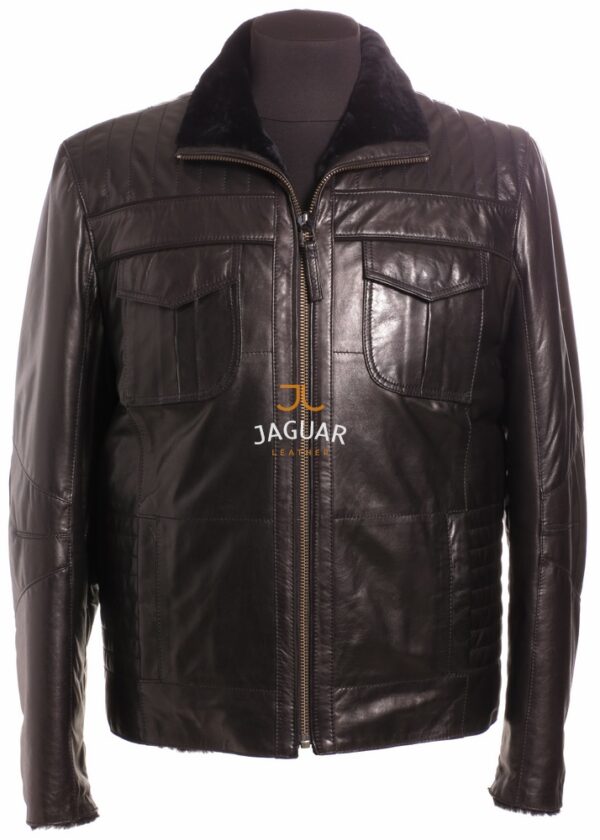 Мужская дублёнка короткая AM6635 black castiliano