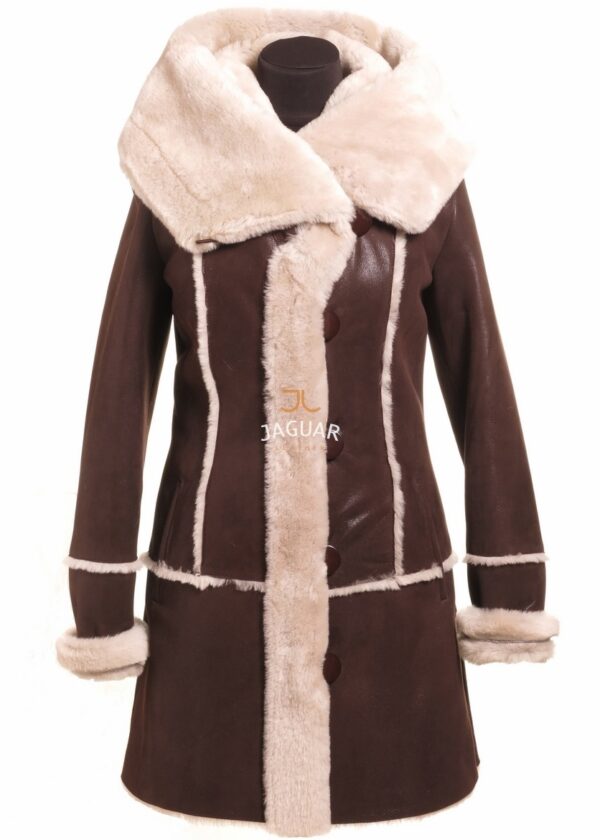 Женская дублёнка длинная AM150 brown ice