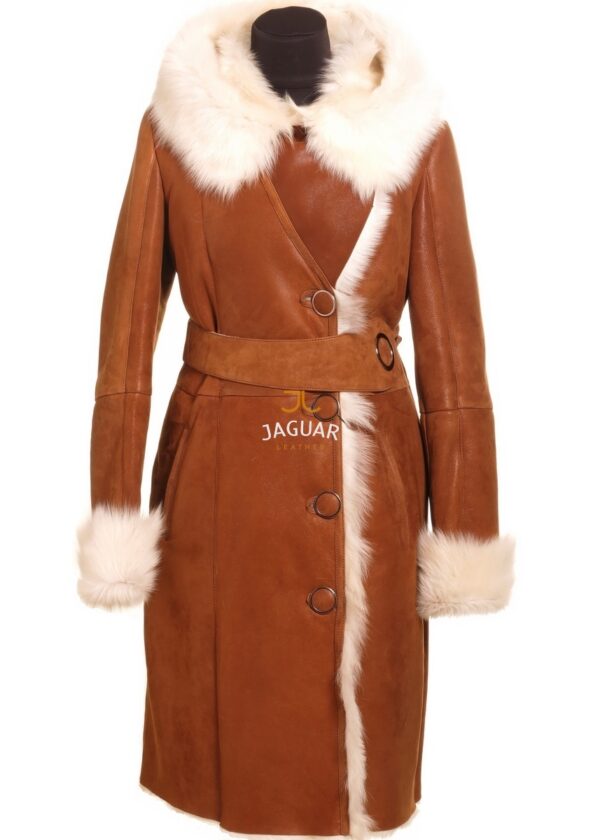 Женская дублёнка длинная AM5003 whisky ice