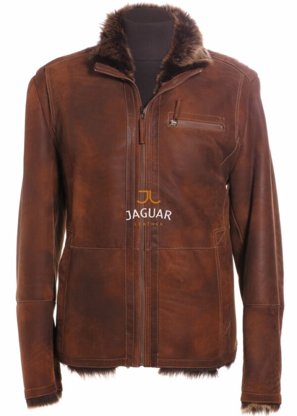 Мужская дублёнка короткая AM8093 whisky toskana