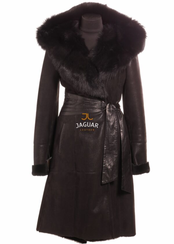 Женская дублёнка длинная FEM5927 black ice