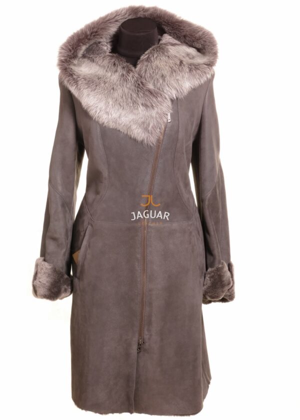 Женская дублёнка длинная FEM5929g grey brisa