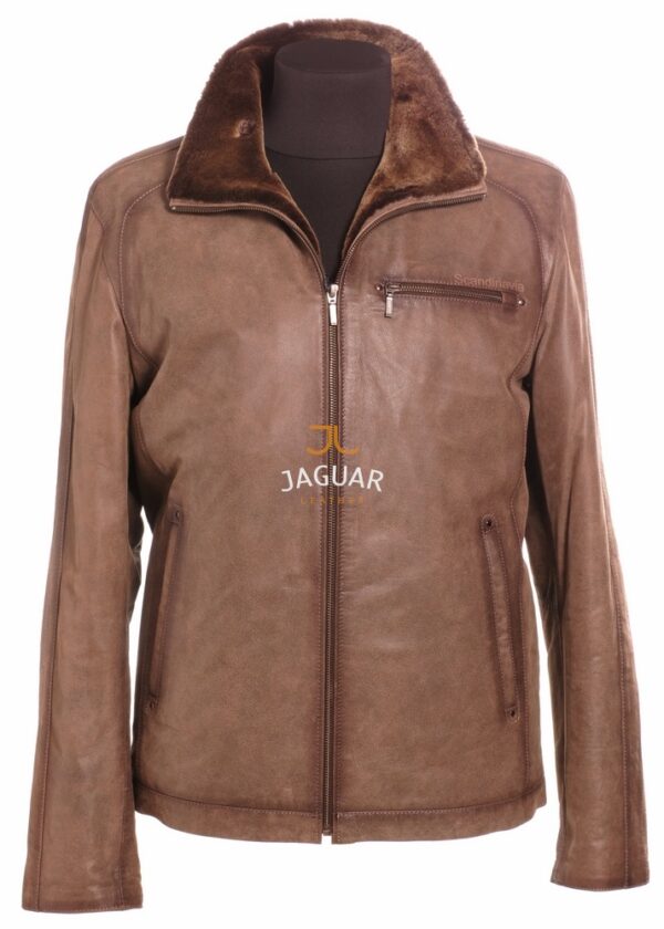 Мужская дублёнка короткая ZA7469 beige falkon
