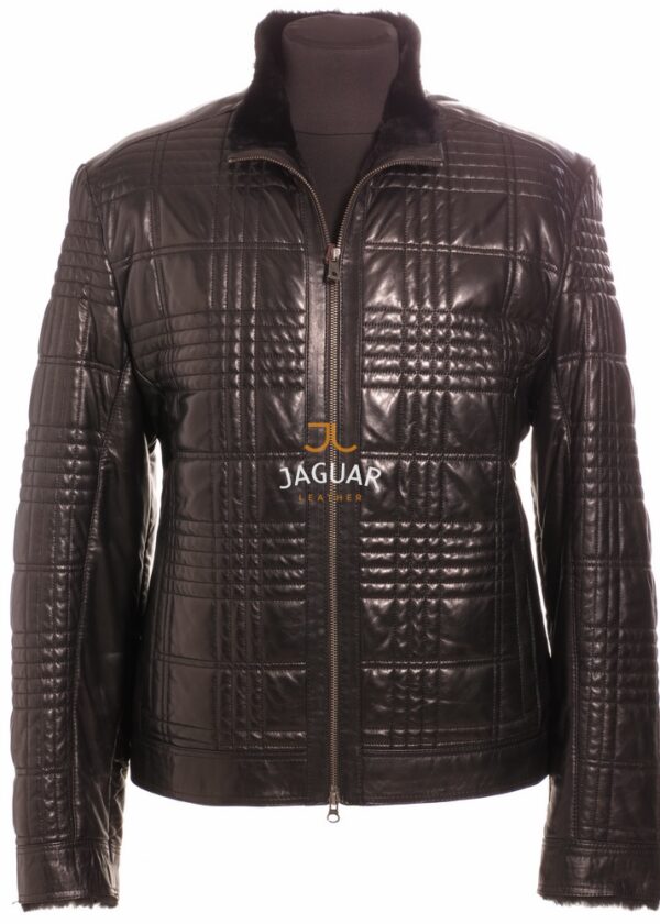 Мужская дублёнка короткая AM5640 black luxe