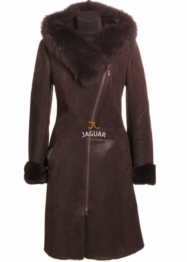 Женская дублёнка длинная FEM5929b brown ice