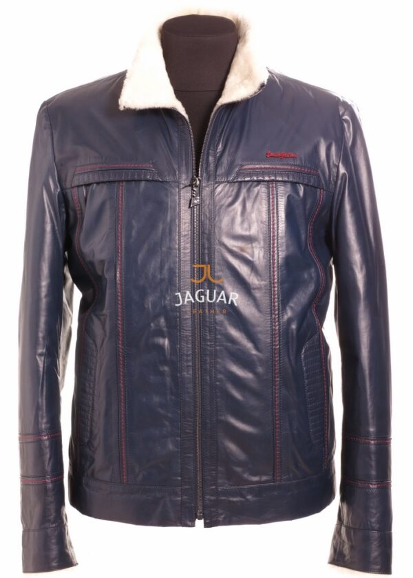 Мужская дублёнка короткая GE181i blue lizbon