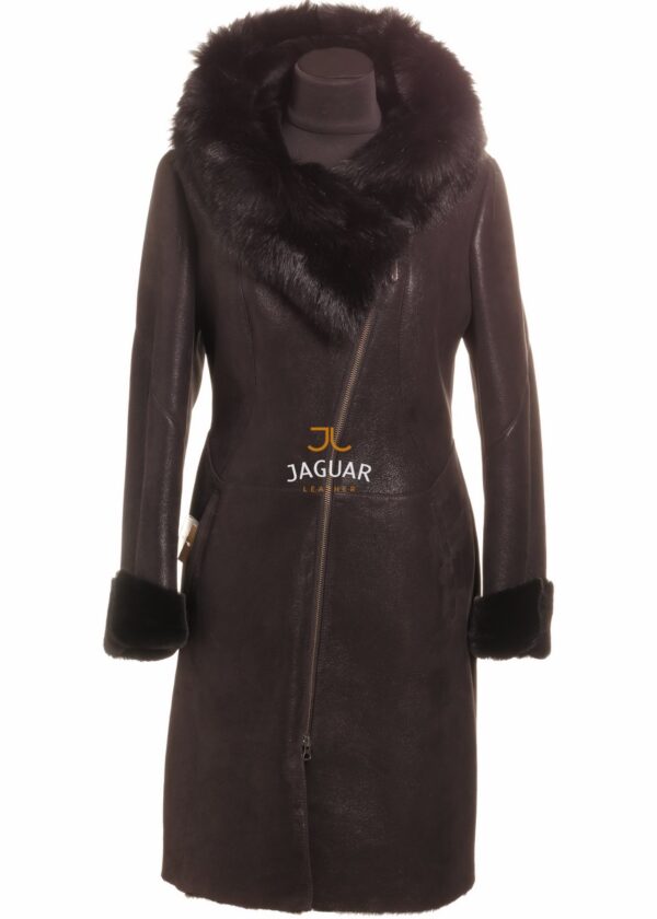 Женская дублёнка длинная FEM5929 black ice