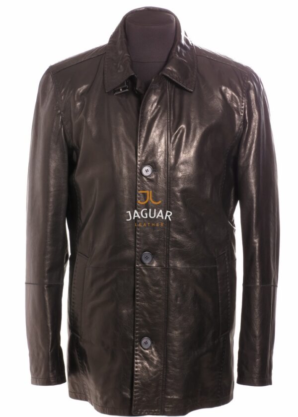 Мужская кожаная куртка длинная TT5666 black dexter