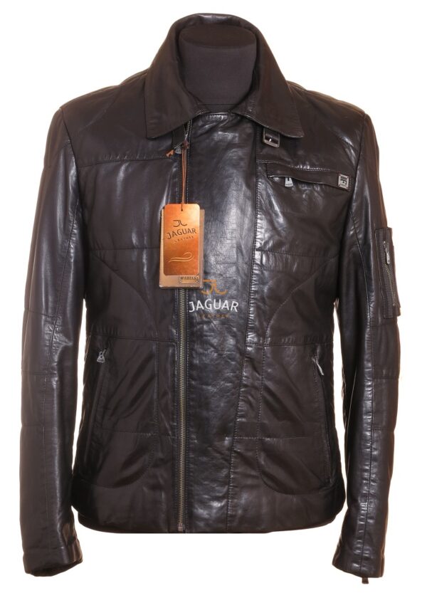 Мужская кожаная куртка короткая AM4903 black luxe