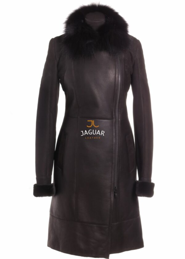 Женская дублёнка длинная BD3516 black frost merino