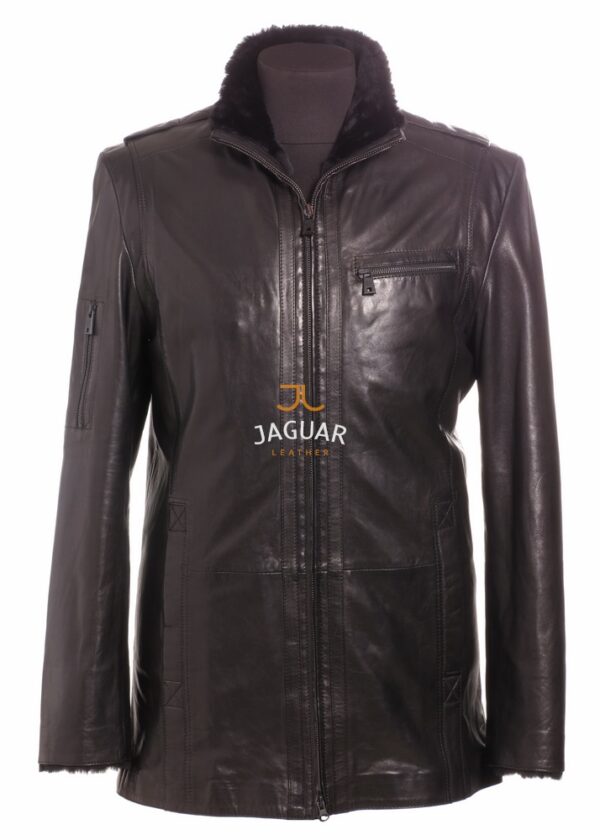 Мужская дублёнка длинная AM5648 black vega