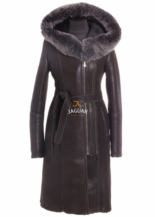 Женская дублёнка длинная ISI232 black ice