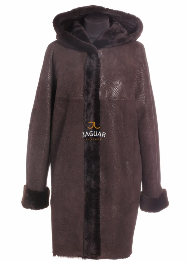 Женская дублёнка длинная ISIBK72 brown piton