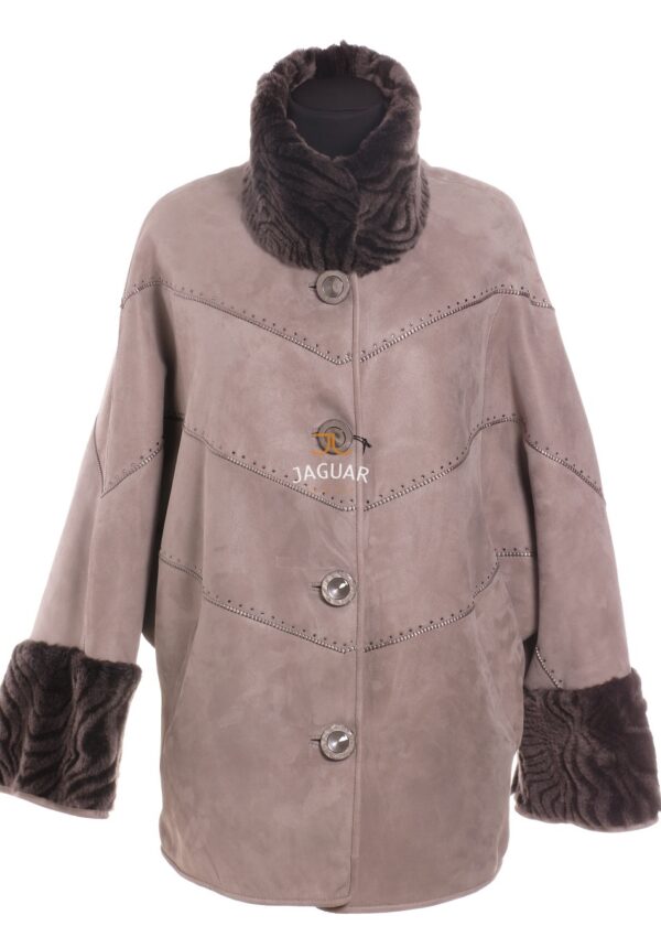 Женская дублёнка короткая LIB769 beige brisa