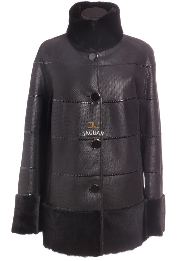 Женская дублёнка короткая LIB770 black merino