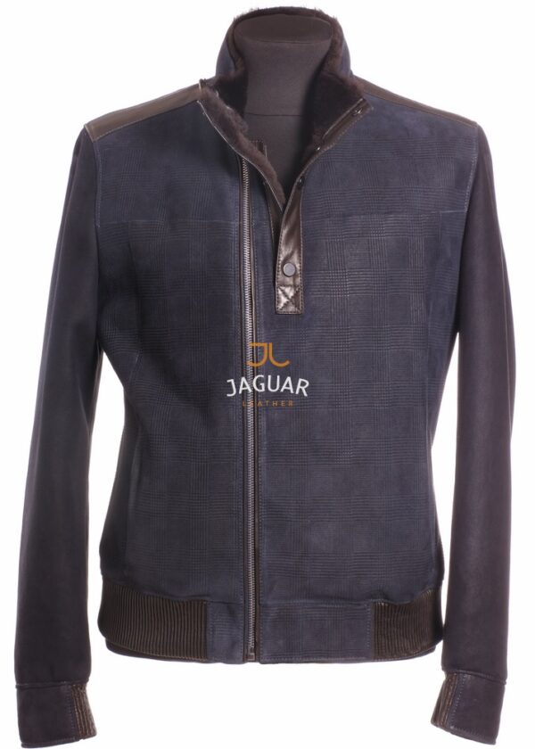 Мужская дублёнка короткая LIBCW114 blue burberry