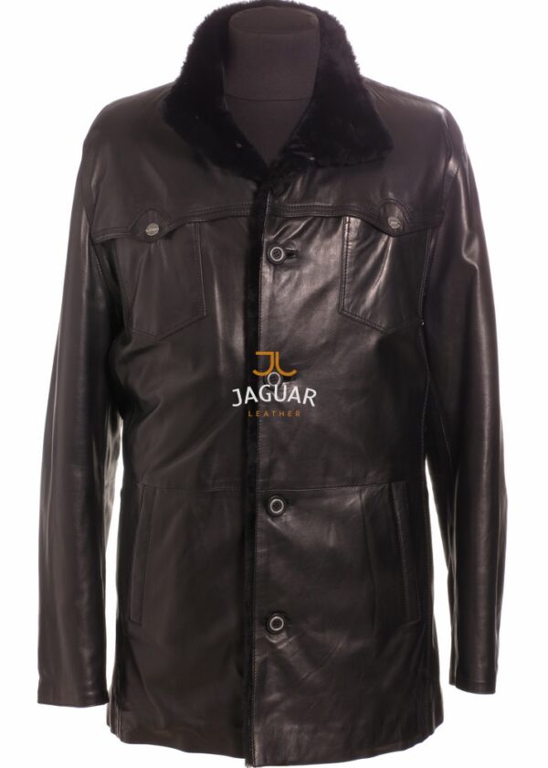 Мужская дублёнка длинная ZA9212d black rome