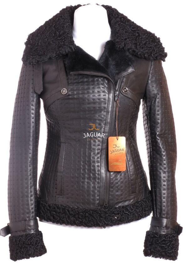 Женская дублёнка короткая UL9553 black naturel